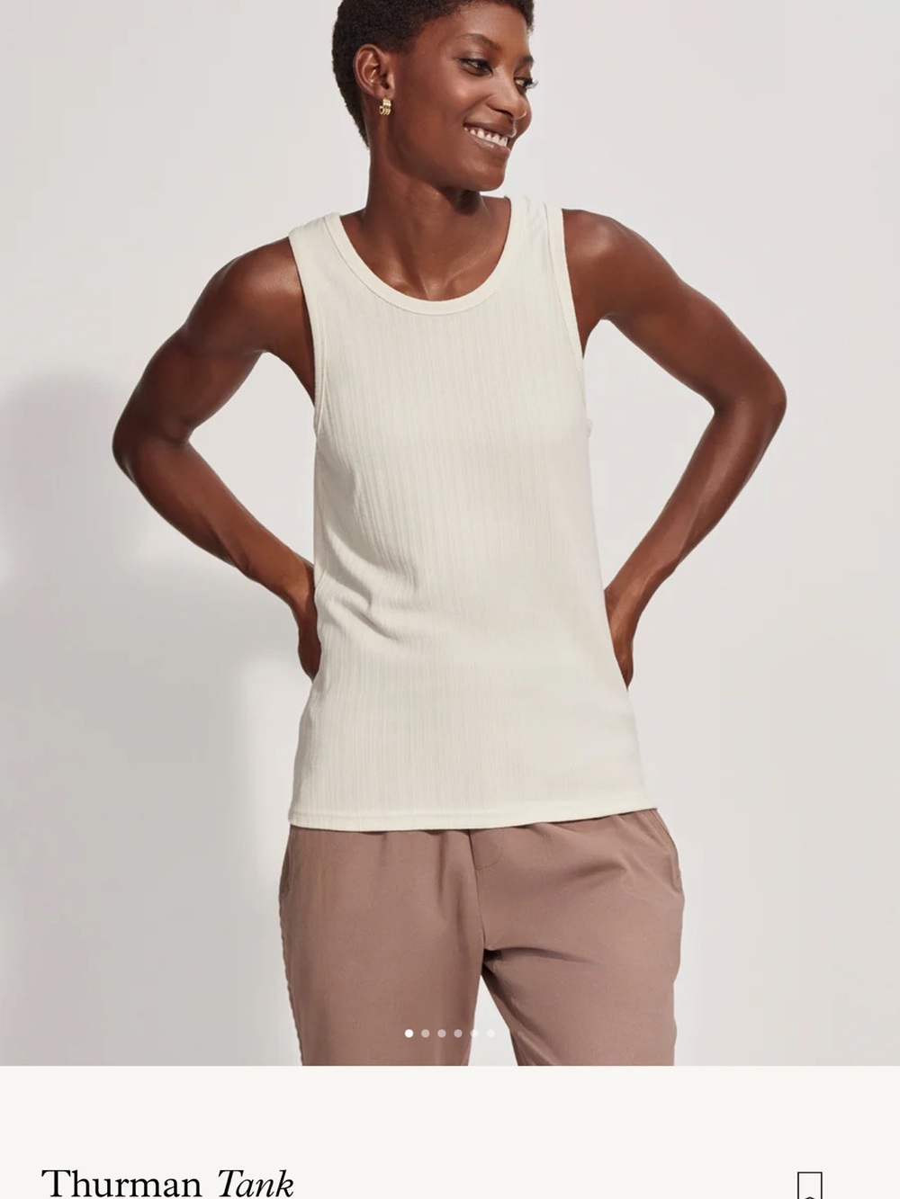 Varley Cream Ribbed Tank - Picture 2 of 3